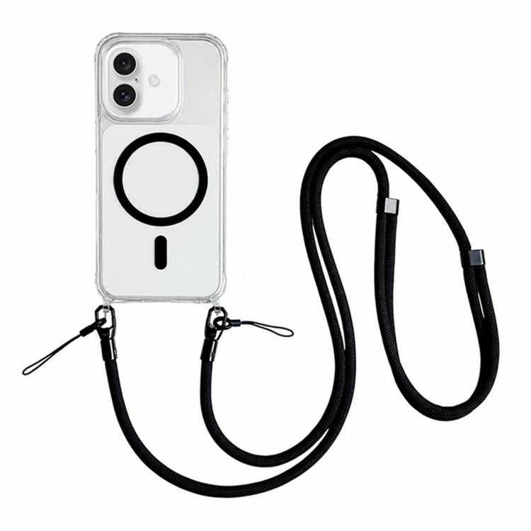 Custodia magnetica trasparente per telefono in acrilico e TPU con cordino, For iPhone 16 Pro Max, For iPhone 16 Pro, For iPhone 16