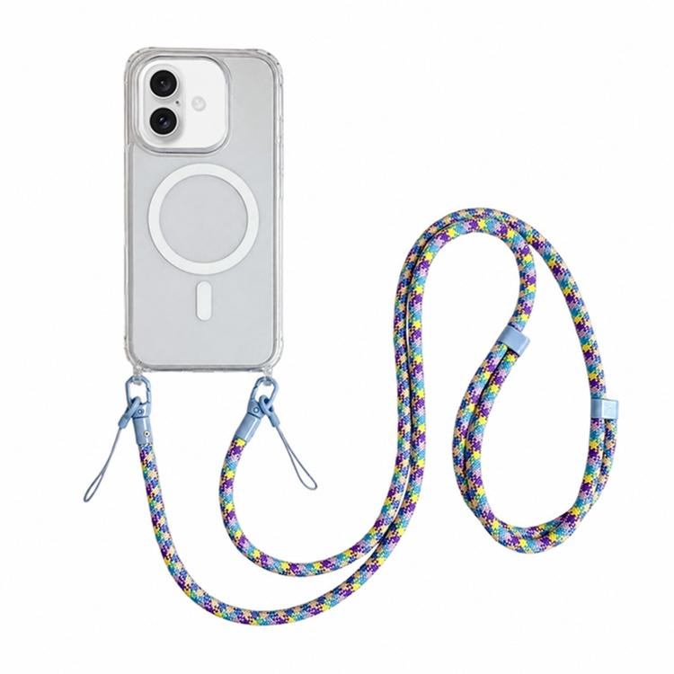 Custodia magnetica trasparente per telefono in acrilico e TPU con cordino, For iPhone 16 Pro Max, For iPhone 16 Pro, For iPhone 16