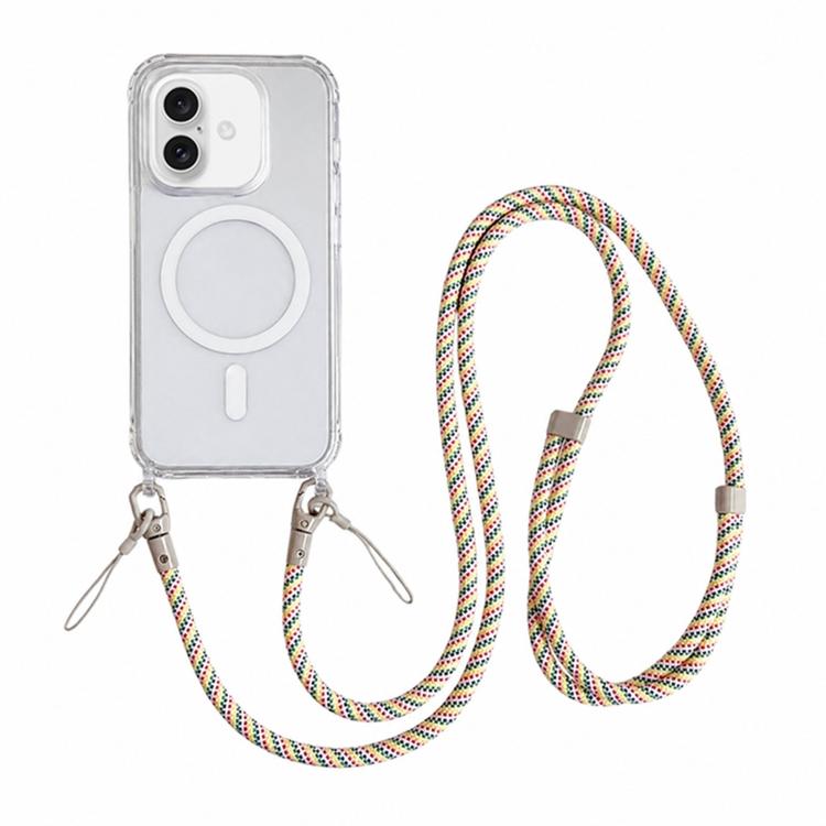 Custodia magnetica trasparente per telefono in acrilico e TPU con cordino, For iPhone 16 Pro Max, For iPhone 16 Pro, For iPhone 16