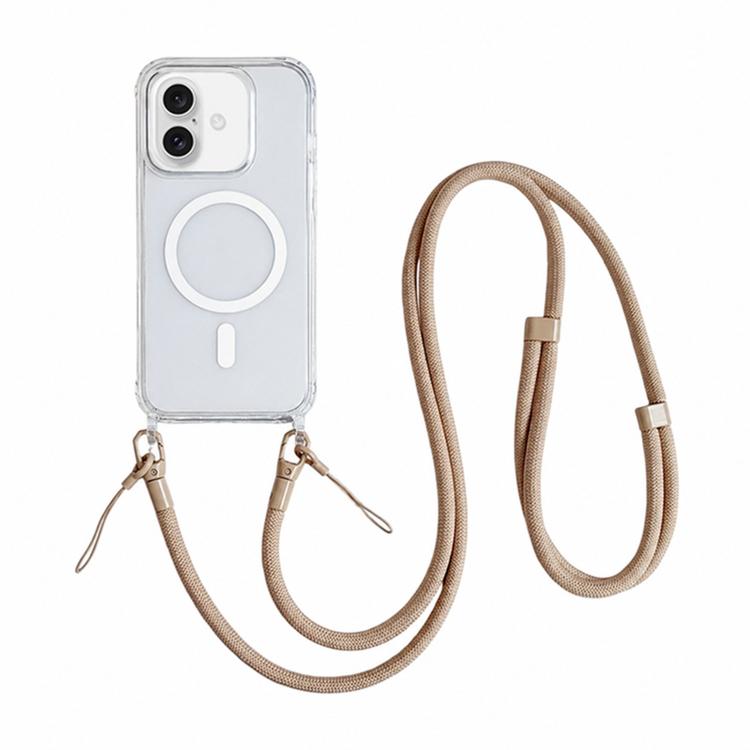 Custodia magnetica trasparente per telefono in acrilico e TPU con cordino, For iPhone 16 Pro Max, For iPhone 16 Pro, For iPhone 16