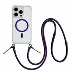 Custodia magnetica trasparente per telefono in acrilico e TPU con cordino, For iPhone 15 Pro Max, For iPhone 15 Pro, For iPhone 15