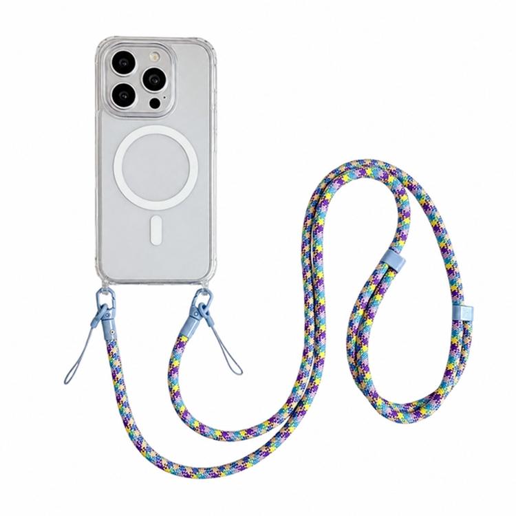 Custodia magnetica trasparente per telefono in acrilico e TPU con cordino, For iPhone 15 Pro Max, For iPhone 15 Pro, For iPhone 15