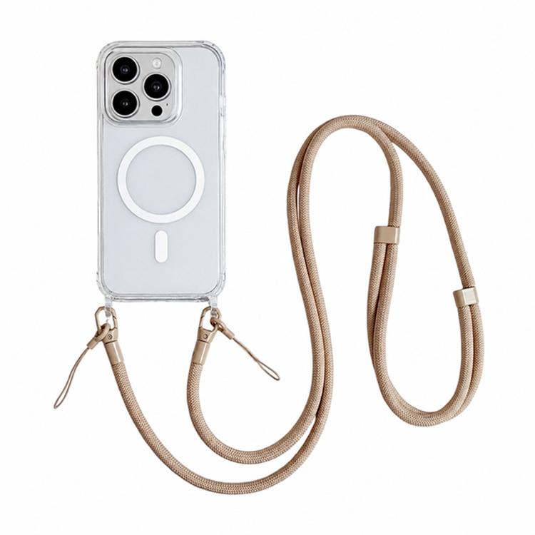 Custodia magnetica trasparente per telefono in acrilico e TPU con cordino, For iPhone 15 Pro Max, For iPhone 15 Pro, For iPhone 15