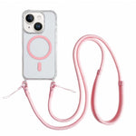 Custodia magnetica trasparente per telefono in acrilico e TPU con cordino, For iPhone 15 Pro Max, For iPhone 15 Pro, For iPhone 15