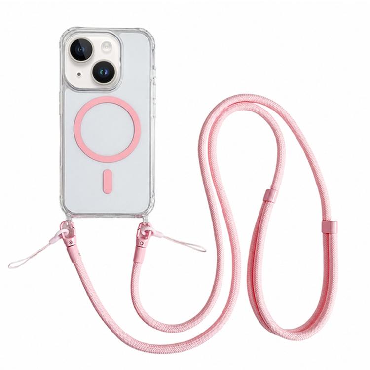 Custodia magnetica trasparente per telefono in acrilico e TPU con cordino, For iPhone 15 Pro Max, For iPhone 15 Pro, For iPhone 15