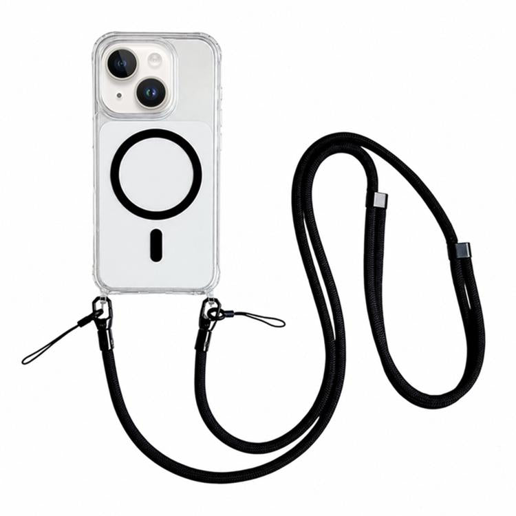 Custodia magnetica trasparente per telefono in acrilico e TPU con cordino, For iPhone 15 Pro Max, For iPhone 15 Pro, For iPhone 15