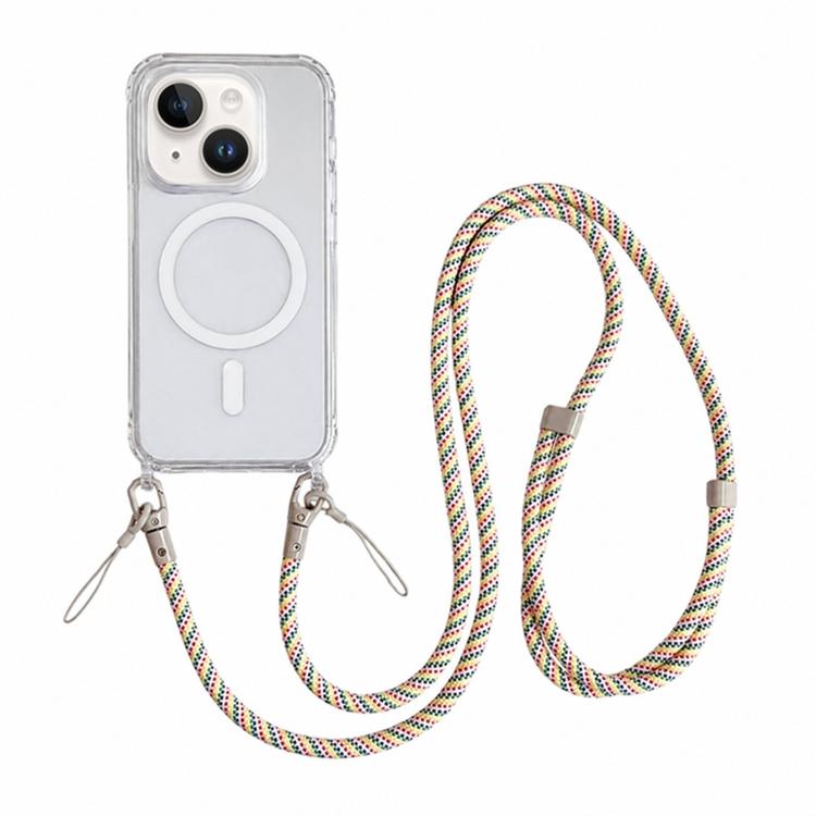 Custodia magnetica trasparente per telefono in acrilico e TPU con cordino, For iPhone 15 Pro Max, For iPhone 15 Pro, For iPhone 15