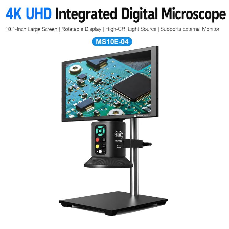 Microscopio digitale SUNSHINE MS10E-04 4K HD con base in metallo e ampio display da 10 pollici., EU Plug, UK Plug