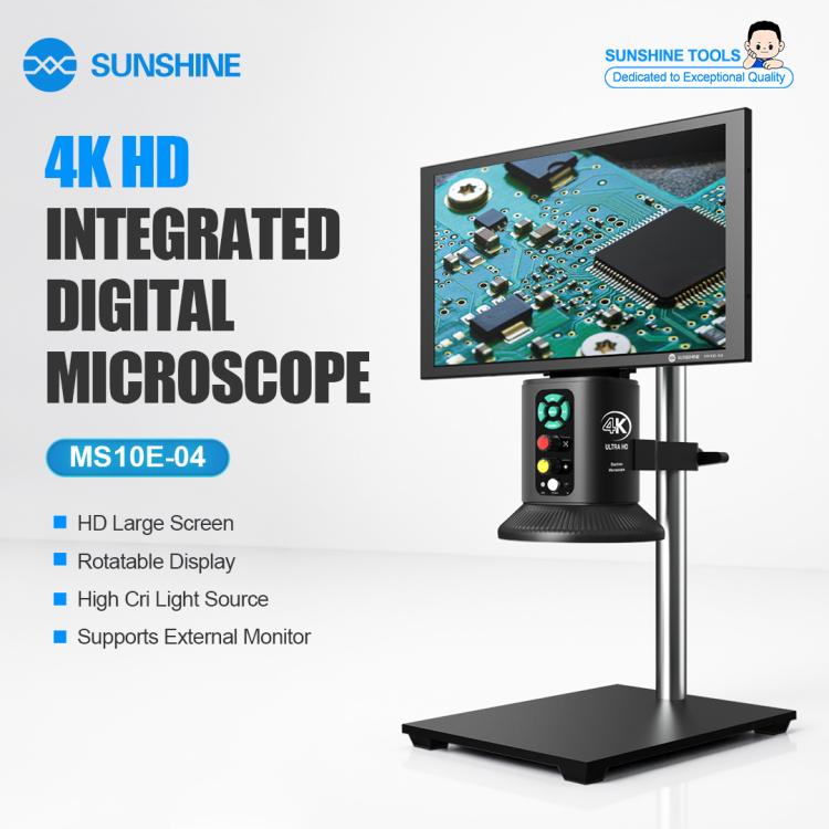Microscopio digitale SUNSHINE MS10E-04 4K HD con base in metallo e ampio display da 10 pollici., EU Plug, UK Plug