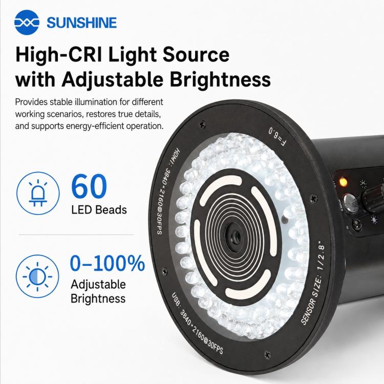 Microscopio digitale SUNSHINE MS10E-04 4K HD con base in metallo e ampio display da 10 pollici., EU Plug, UK Plug