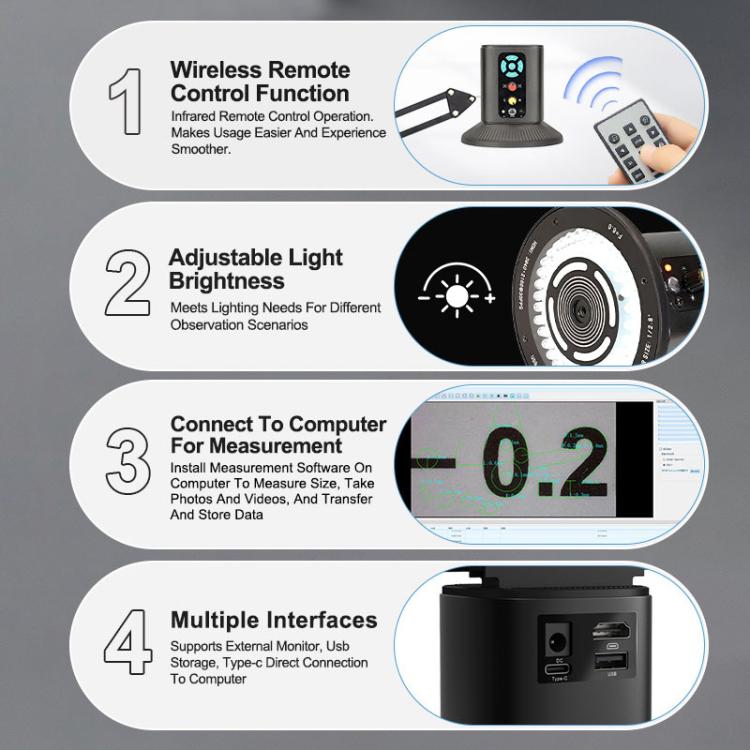 Microscopio digitale SUNSHINE MS10E-05 4K HD con supporto universale, EU Plug, UK Plug