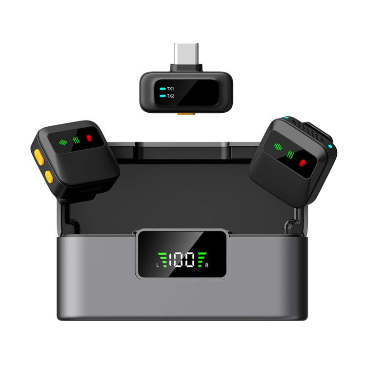 Microfono lavalier wireless Q19 con riduzione del rumore e funzione di monitoraggio., Type-C, 8 Pin, U-shaped Interface, Dual Interface