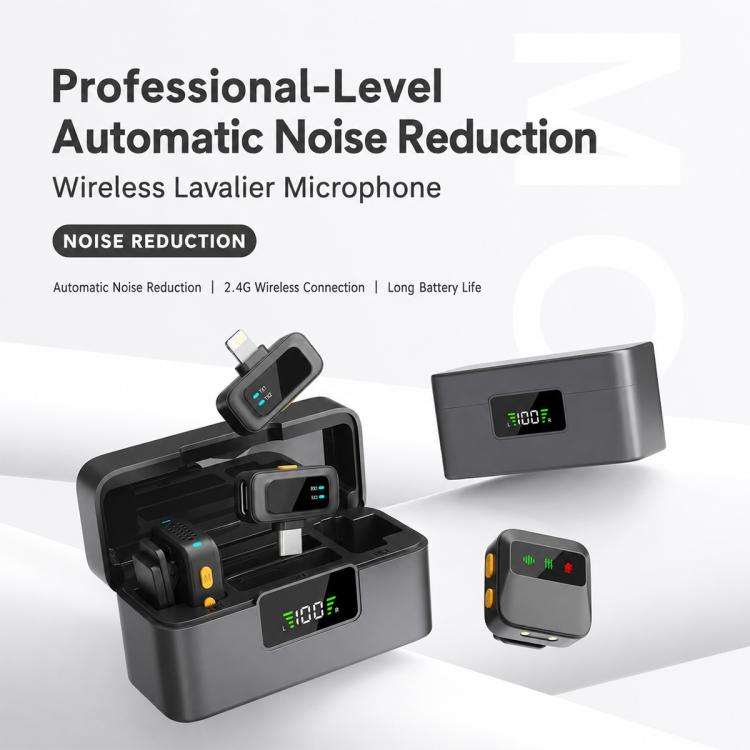Microfono lavalier wireless Q19 con riduzione del rumore e funzione di monitoraggio., Type-C, 8 Pin, U-shaped Interface, Dual Interface