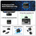 Microfono lavalier wireless Q19 con riduzione del rumore e funzione di monitoraggio., Type-C, 8 Pin, U-shaped Interface, Dual Interface