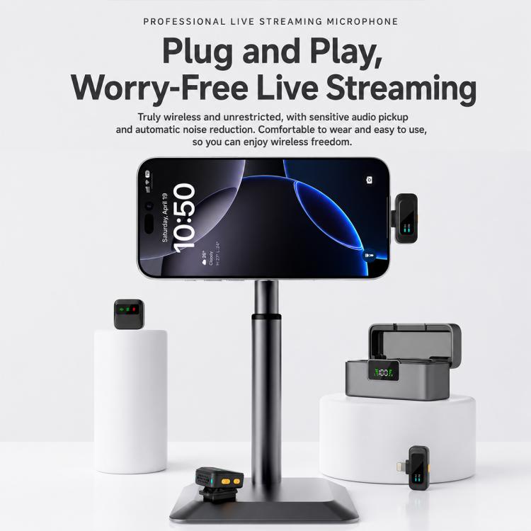 Microfono lavalier wireless Q19 con riduzione del rumore e funzione di monitoraggio., Type-C, 8 Pin, U-shaped Interface, Dual Interface