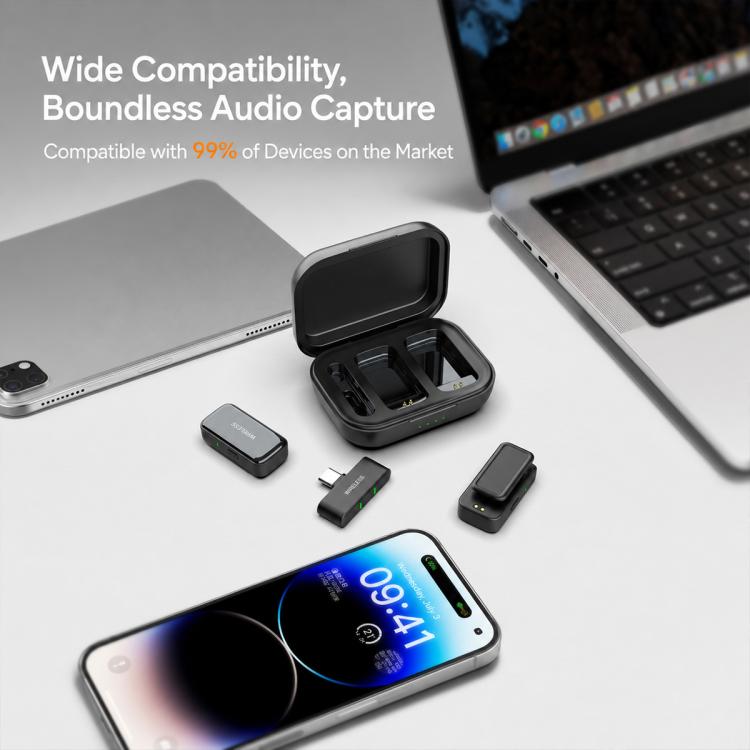 Microfono lavalier wireless K16 2 in 1 con riduzione del rumore e funzione di monitoraggio., Type-C, 8 Pin