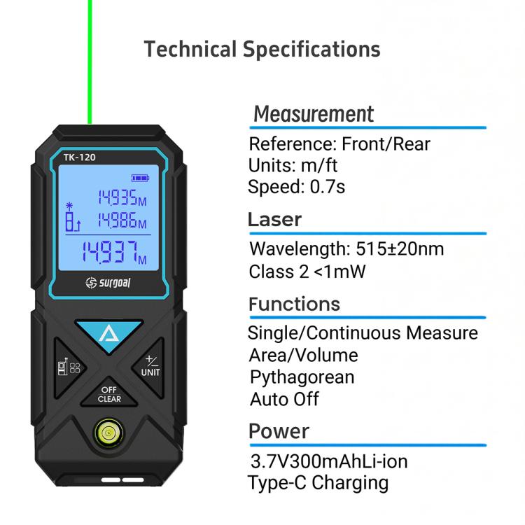 Misuratore di distanza laser verde ARTBULL TK-120 da 120 m