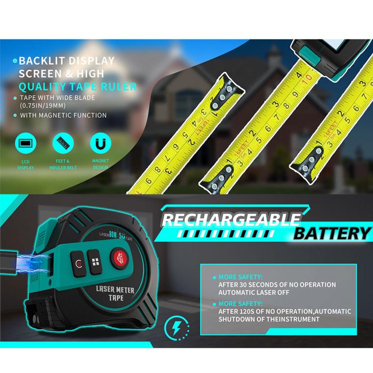 ARTBULL T2 Misuratore di distanza laser verde 2 in 1 e metro a nastro