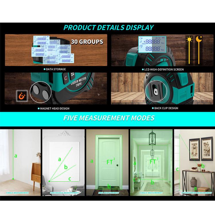ARTBULL T2 Misuratore di distanza laser verde 2 in 1 e metro a nastro