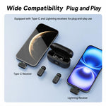 Mini microfono lavalier wireless a 6 vie con riduzione del rumore, Type-C, 8 Pin