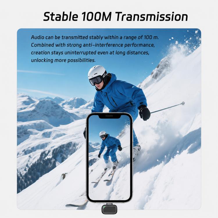 Mini microfono lavalier wireless a 6 vie con riduzione del rumore, Type-C, 8 Pin