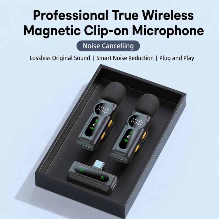 L02 Doppio microfono 2 in 1 magnetico per live streaming, lavalier wireless con riduzione del rumore, Type-C, 8 Pin