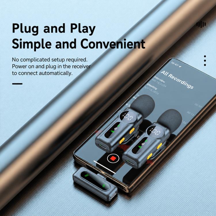 L02 Doppio microfono 2 in 1 magnetico per live streaming, lavalier wireless con riduzione del rumore, Type-C, 8 Pin
