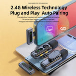 L02 Doppio microfono 2 in 1 magnetico per live streaming, lavalier wireless con riduzione del rumore, Type-C, 8 Pin
