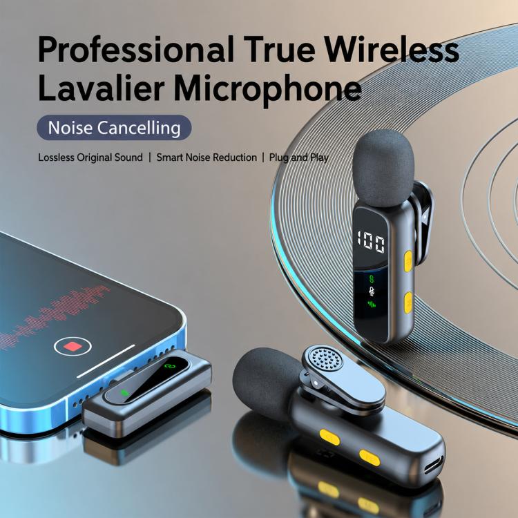 L06 Doppio microfono 2 in 1 per streaming live, lavalier wireless con riduzione del rumore, Type-C, 8 Pin