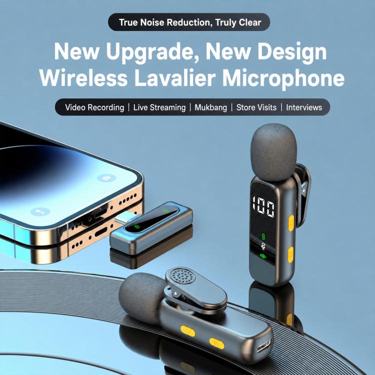 L06 Doppio microfono 2 in 1 per streaming live, lavalier wireless con riduzione del rumore, Type-C, 8 Pin