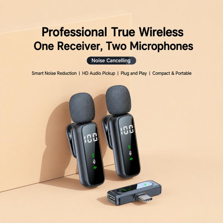 L06 Doppio microfono 2 in 1 per streaming live, lavalier wireless con riduzione del rumore, Type-C, 8 Pin