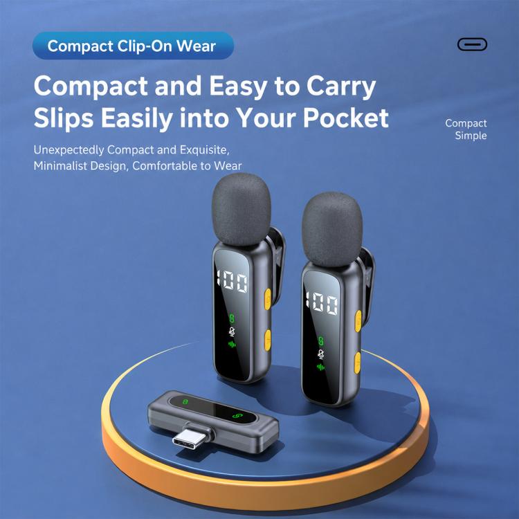 L06 Doppio microfono 2 in 1 per streaming live, lavalier wireless con riduzione del rumore, Type-C, 8 Pin