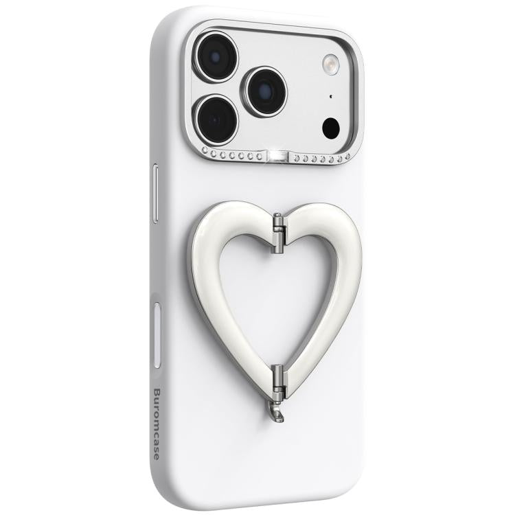 Custodia per telefono in silicone liquido a forma di cuore in metallo con supporto integrato., For iPhone 18 Pro, For iPhone 18 Pro Max, For iPhone 17 Pro Max, For iPhone 17 Pro