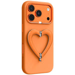 Custodia per telefono in silicone liquido a forma di cuore in metallo con supporto integrato., For iPhone 18 Pro, For iPhone 18 Pro Max, For iPhone 17 Pro Max, For iPhone 17 Pro