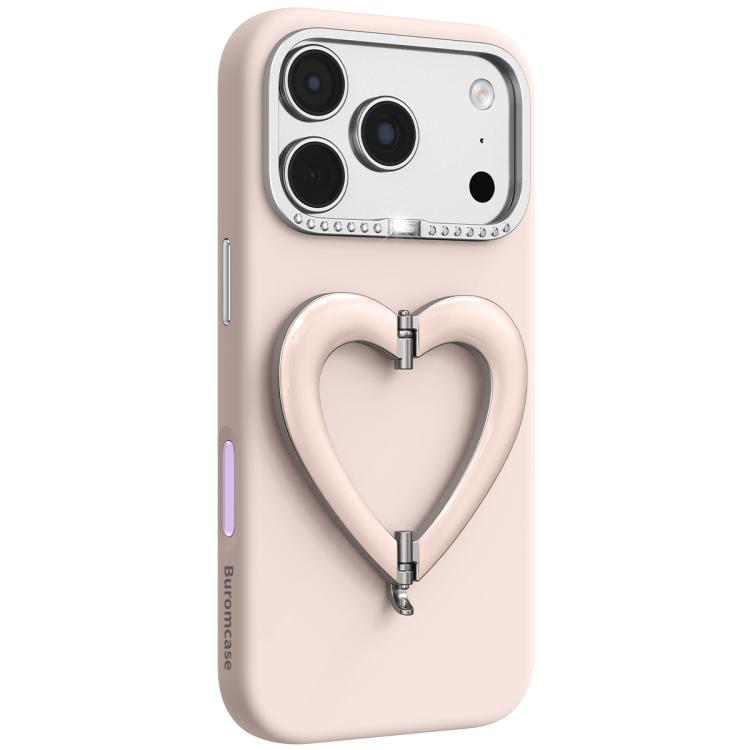 Custodia per telefono in silicone liquido a forma di cuore in metallo con supporto integrato., For iPhone 18 Pro, For iPhone 18 Pro Max, For iPhone 17 Pro Max, For iPhone 17 Pro