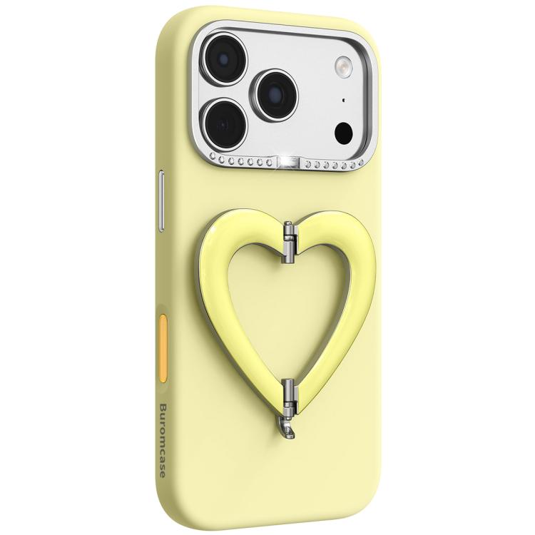 Custodia per telefono in silicone liquido a forma di cuore in metallo con supporto integrato., For iPhone 18 Pro, For iPhone 18 Pro Max, For iPhone 17 Pro Max, For iPhone 17 Pro