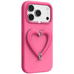 Custodia per telefono in silicone liquido a forma di cuore in metallo con supporto integrato., For iPhone 18 Pro, For iPhone 18 Pro Max, For iPhone 17 Pro Max, For iPhone 17 Pro