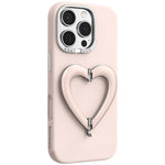 Custodia per telefono in silicone liquido a forma di cuore in metallo con supporto integrato., For iPhone 16 Pro Max, For iPhone 16 Pro