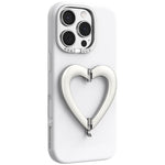 Custodia per telefono in silicone liquido a forma di cuore in metallo con supporto integrato., For iPhone 16 Pro Max, For iPhone 16 Pro