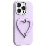 Custodia per telefono in silicone liquido a forma di cuore in metallo con supporto integrato., For iPhone 16 Pro Max, For iPhone 16 Pro