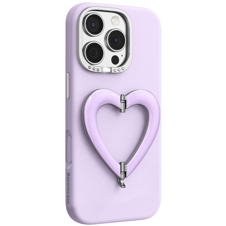 Custodia per telefono in silicone liquido a forma di cuore in metallo con supporto integrato., For iPhone 16 Pro Max, For iPhone 16 Pro