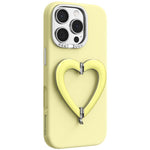 Custodia per telefono in silicone liquido a forma di cuore in metallo con supporto integrato., For iPhone 16 Pro Max, For iPhone 16 Pro