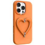 Custodia per telefono in silicone liquido a forma di cuore in metallo con supporto integrato., For iPhone 16 Pro Max, For iPhone 16 Pro