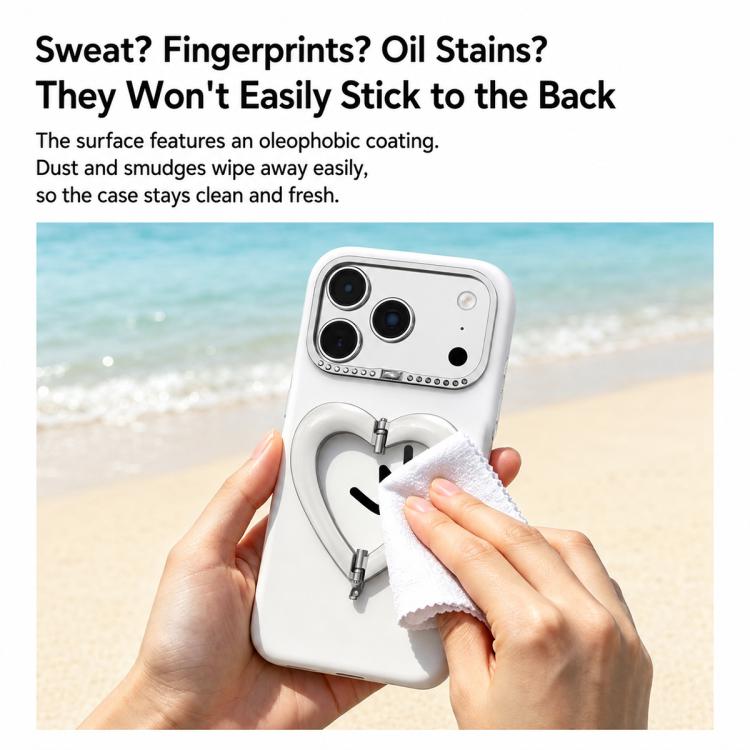 Custodia per telefono in silicone liquido a forma di cuore in metallo con supporto integrato., For iPhone 18 Pro, For iPhone 18 Pro Max, For iPhone 17 Pro Max, For iPhone 17 Pro