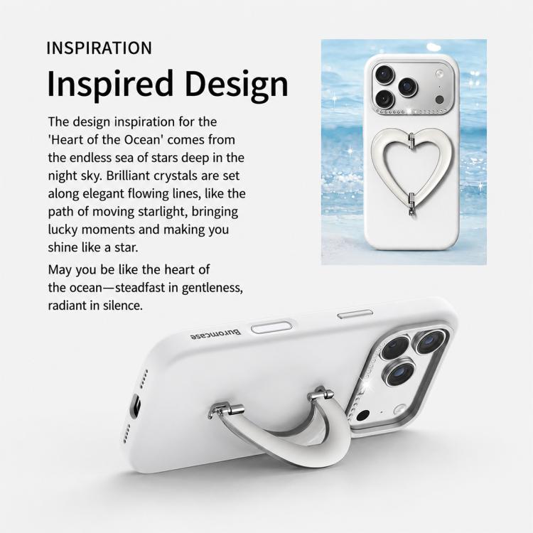 Custodia per telefono in silicone liquido a forma di cuore in metallo con supporto integrato., For iPhone 18 Pro, For iPhone 18 Pro Max, For iPhone 17 Pro Max, For iPhone 17 Pro