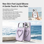 Custodia per telefono in silicone liquido a forma di cuore in metallo con supporto integrato., For iPhone 18 Pro, For iPhone 18 Pro Max, For iPhone 17 Pro Max, For iPhone 17 Pro
