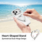 Custodia per telefono in silicone liquido a forma di cuore in metallo con supporto integrato., For iPhone 16 Pro Max, For iPhone 16 Pro