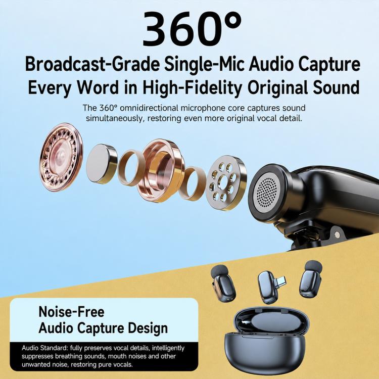 L08 Doppio microfono 2 in 1 per live streaming, lavalier wireless con riduzione del rumore, Type-C, 8 Pin
