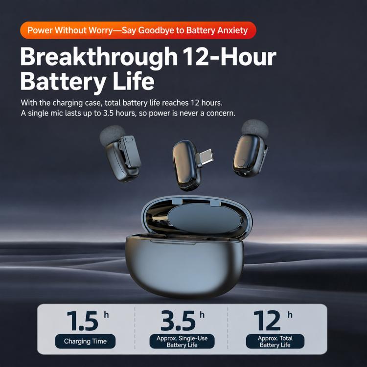 L08 Doppio microfono 2 in 1 per live streaming, lavalier wireless con riduzione del rumore, Type-C, 8 Pin