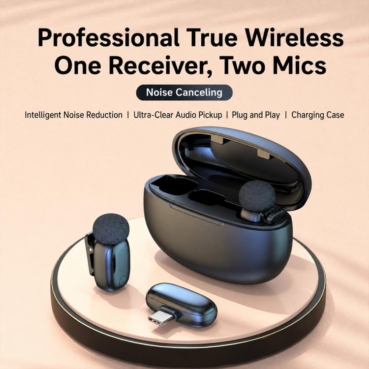 L08 Doppio microfono 2 in 1 per live streaming, lavalier wireless con riduzione del rumore, Type-C, 8 Pin